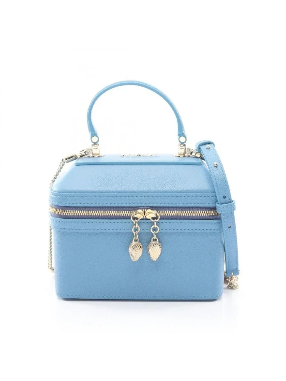 Bvlgari Handbag Serpenti Forever 2-Way Blue Leather Vanity